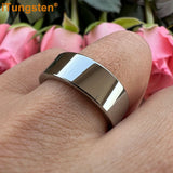 Flat Polished 6mm 8mm Men Women Tungsten Carbide Wedding Band Fashion, Forever Comfort Fit Rings