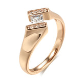 New Design Luxury Square AAA Cubic Zircon Diamonds Rolled Rose Gold of 14-Karat Purity Fine Jewelry Rings For Women