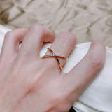 New Micro-wax Vintage Luxury Geometry Cross 14K Filled Rose Gold Rings AAA+ Cubic Zirconia Diamonds Fine Jewelry