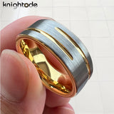 Amazing Flat Brushed Finish 8mm 2 GrooveTungsten Carbide Wedding Engagement Comfort Fit Ring/Band For Men Women