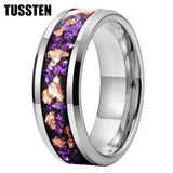 Amethyst Gold Stone in the Middle Groove 6/8MM Men's and Women's Comfort Fit Engagement Wedding Rings and Bands