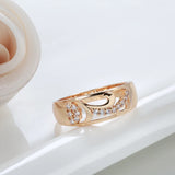 Dazzling Hollow Vintage Pattern AAA+ CZ Diamonds Filled 14K Rose Gold Rings for Women Daily Smooth Geometric Jewelry