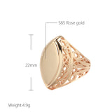 Superb Hollow Pattern Glossy Vintage Fashion Filled 14K Rose Gold Rings For Women - Luxury Ethnic Jewelry
