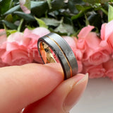 Terrific Offset Groove Brushed Finish 6mm 8mm Mens Womens Tungsten Carbide Ring Comfort Fit Wedding Bands