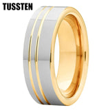 Beautiful 2 Grooves Finish Great Workmanship 8MM Men Women Flat Comfort Fit Wedding Band Tungsten Finger Rings