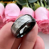 Popular Multicolor 6mm 8mm Men Women Tungsten Hammer Ring Comfort Fit Weddding Band