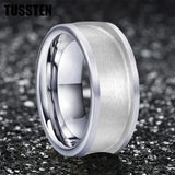 Classic Marvelous Groove Domed Polished 10mm Tungsten Blank Core with 6mm Comfort Fit Rings