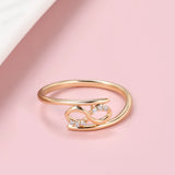 Minimalist Double Twist White 14K Rolled Rose Gold AAA Zircon Diamonds Geometric Rings For Women Fine Party Jewelry