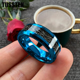 High Quality Beveled Polished Finish 8MM Black Meteorite Rings Men and Women Tungsten Gold Comfort Fit Wedding Band