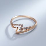 Gorgeous Simple Double Layer 14K Rolled Rose Gold Glossy AAA+ Zircon Diamonds Flat Rings - Trendy Daily Wear Jewelry
