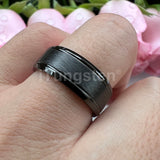 Classic Stepped Beveled Special Brushed 6mm 8mm Fashion Rings Tungsten Comfort Fit Wedding Band for Men Women