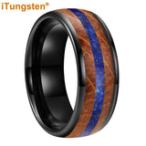 Blue Lapis Whisky Wood Inlay 4 Colors 8mm New Tungsten Carbide Ring for Men and Women Engagement Wedding Band