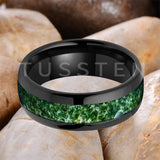 Green Moss Agate Inlay 6/8MM Dome Edges Tungsten Carbide Rings Mens Womens Fashion Engagement Wedding Bands