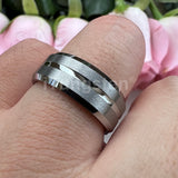 Elegant Grooved Beveled Finish 6mm 8mm Popular Sandblast Tungsten Engagement Wedding Band Ring for Men Women