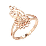 New Fashion Filled 14K Rose Gold Unusual Metal Sculpture Flower Rings - Ethnic Bride Vintage Wedding Jewelry