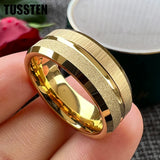 Sandblasted Finish 14K Gold Plated  6/8MM Tungsten Comfort Fit Ring for Men Women - Fashion Engagement Wedding Band