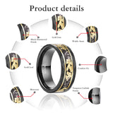 Delightful 8mm Brushed Matte Hammered Meteorite and Gold foil Tungsten Carbide Rings for Men - Fashion Jewelry