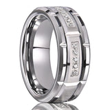 Brick Pattern Brushed  with CZ Diamonds Promise Engagement Wedding Tungsten Comfort Fit Rings for Men Women