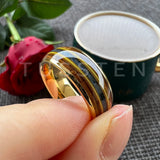 Whisky Wood Guitar String Lapis Inlay 8MM  Black Tungsten Rings for Men and Women - Fashion Engagement Wedding Bands