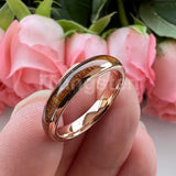 Domed Polished Trendy 4mm 6mm 8mm Koa Wood Ring Tungsten Comfort Fit Wedding Band For Men Women Jewelry