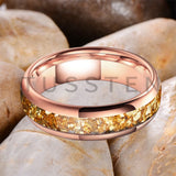 Outstanding Inlaid Gold colored crystal stone 4/6/8MM Men's and Women's Comfortable Fit Wedding Tungsten Ring