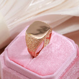 Hot Fashion Big Glossy Simple Square Design Exquisite Relief 14K Filled Rose Gold Men's Rings Fine Jewelry Gift