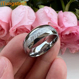 Awesome Meteorite Inlay 6mm 8mm Tungsten Carbide Ring for Men Women - Engagement Wedding Band Fashion Jewelry