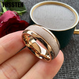 Super Sandblasted Gold 6/8MM Tungsten Ring for Men and Women Fashion Comfortable Fit Engagement Wedding Band