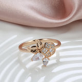 Elegant Vintage Texture Flower Filled 14K Rose Gold AAA Zircon Diamonds Fashion Women's Rings - Fashion Fine Jewelry