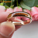 Domed Polished Trendy 4mm 6mm 8mm Koa Wood Ring Tungsten Comfort Fit Wedding Band For Men Women Jewelry