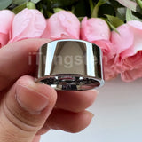 Shiny Tungsten Pipe Cut Polished 12mm Large Men Ring  Comfort Fit Wedding Band Fashion Jewelry