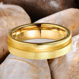 Customized Inlay, 1.5mm Offset Groove Pipe Cut Matte 6MM Gold/Silver Tone Tungsten Blank Core Comfort Fit Rings