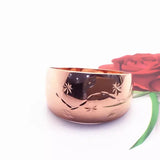 New Arrival 14K Filled Rose Gold Engraved Small Flower Glossy Shiny Wide Rings for Women - Banquet Jewelry
