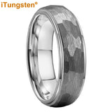 Marvelous Domed Stepped Edges 6mm 8mm Tungsten Hammer Comfort Fit Engagement Wedding Band Men, Women Trendy Jewelry