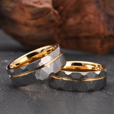 Golden Groove Frosted 8mm Gray Lot Flower Comfort Fit Tungsten Carbide Engagement Men's Women's Rings