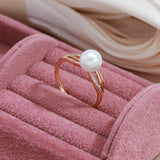 Original Design Luxury Big Pearl AAA Zircon Diamonds Ring For Women 14K Rolled Rose Gold Fine Jewelry Gift