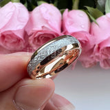 Awesome Meteorite Inlay 6mm 8mm Tungsten Carbide Ring for Men Women - Engagement Wedding Band Fashion Jewelry