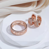 Exquisite Fashion Vintage Syle 14K Rolled Rose Gold AAA Zirconia Diamonds Full Pave Setting Women's Ring Jewelry