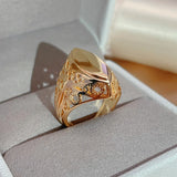 Superb Hollow Pattern Glossy Vintage Fashion Filled 14K Rose Gold Rings For Women - Luxury Ethnic Jewelry