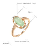 Luxury  14K Rolled Rose Gold AAA Emerald Big Green Stone Zircon Rings For Women Fine Jewelry Daily Rings
