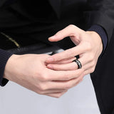 Awesome Simulated Diamond Inlay Channel Set 8mm Mens CZ Rings Black Tungsten Wedding Bands Comfort Fit Rings for Men