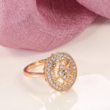 Luxury Vintage Texture Design AAA Zircon Diamonds Women's Rings Filled 14K Rose Gold Elegant Party Jewelry