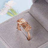 New Vintage Geometric Pattern Elegant Curve Filled 14K Rose Gold Rings for Women Simple Wedding Rings Fine Jewelry