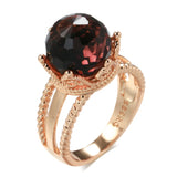 New Unusual Emerald Ball Cut 14K Filled Rose Gold AAA Zircon Crystal Crown Ring for Women Elegant Party Fine Jewelry