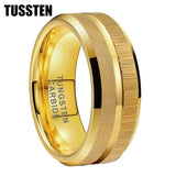 Sandblasted Finish 14K Gold Plated  6/8MM Tungsten Comfort Fit Ring for Men Women - Fashion Engagement Wedding Band