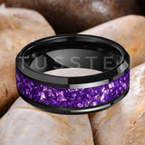 Awesome Purple Crystal Stone Inlaid  6/8MM Men's and Women's Comfortable Fit Wedding Tungsten Carbide Bands