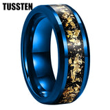 Awesome Gold Foil Inlaid 6/8MM Tungsten Men's and Women's Comfortable Fit Wedding Rings