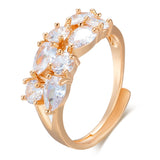 Gorgeous Rolled 14K Rose Gold AAA Zirconia Crystals Full Pave Open Rings for Women - Size Adjustable Luxury Jewelry