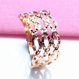 New Filled 14K Rose Gold Wide Shiny Hollow Out Rings for Women Personality and Charm - New Engagement Jewelry