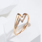 Gorgeous Simple Double Layer 14K Rolled Rose Gold Glossy AAA+ Zircon Diamonds Flat Rings - Trendy Daily Wear Jewelry